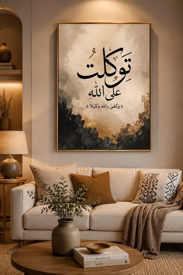 Tawakkul, Shukr & Sabr | Islamic Arabic Calligraphy Wall Art – Trust, Gratitude & Patience