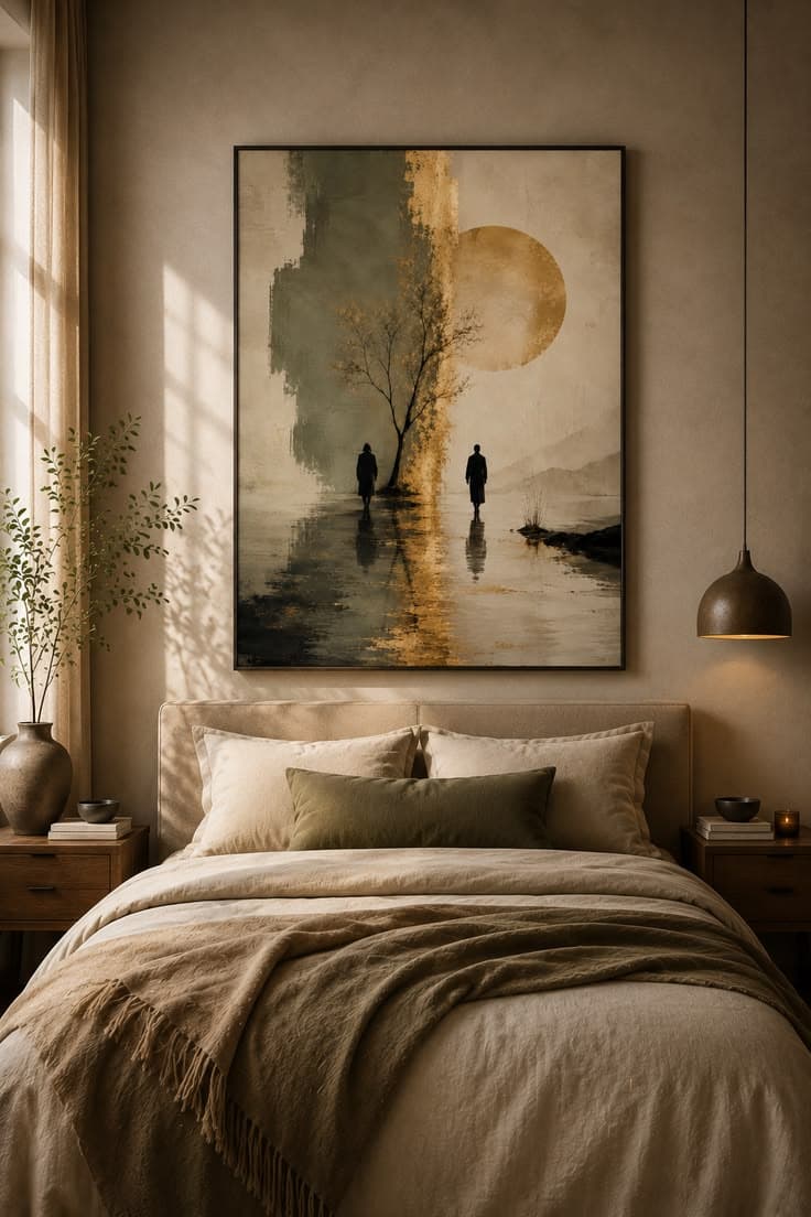 Neutral Bedroom Wall Art | Minimal Luxury Decor