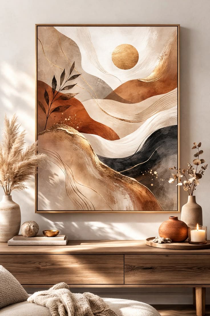 Modern Boho Abstract Wall Art | Neutral Terracotta Printable | Luxury Earth Tone Home Decor